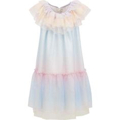 Playful Rainbow Dress With Ruffles, Cute Rainbow Dresses With Ruffles, Cute Rainbow Ruffled Dresses, Summer Rainbow Dress For Dress-up, Rainbow Dress For Summer Dress-up, Rainbow Dresses For Summer Dress-up, Summer Rainbow Ruffled Dresses, Playful Pastel Dresses With Ruffles, Sleeveless Rainbow Dress With Ruffles