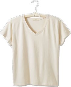 Classic V-neck Relaxed Fit T-shirt, Classic V-neck T-shirt With Relaxed Fit, Classic V-neck T-shirt In Relaxed Fit, Relaxed Fit Cotton V-neck Top, Relaxed Fit V-neck Top For Everyday, Solid Color V-neck Everyday T-shirt, Solid Color V-neck T-shirt For Everyday, Everyday Solid V-neck T-shirt, Casual Beige V-neck T-shirt