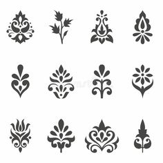 a set of black and white floral design elements royalty photo - illustration, clipping