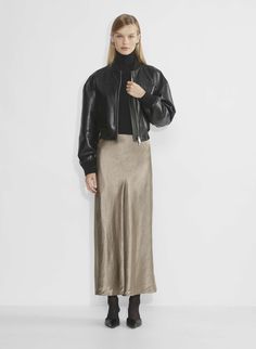 SLIP SATIN MAXI SKIRT Maxi Satin Skirt, Maxi Skirt Outfit, Rehearsal Dinner Outfits, Satin Maxi Skirt, Maxi Skirt Outfits, Dinner Outfits, Slip Skirt, Poplin Dress, Satin Maxi