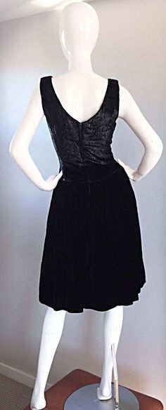 For Sale on 1stDibs - BRAND NEW (Never Worn) VINTAGE!!! Chic 1950s Suzy Perrette black silk velvet cocktail dress! Brand New deadstock vintage dress! Skirt features soft black Velvet Cocktail Dress, Wet Look, 1950s Fashion, Silk Velvet, Soft Black, Vintage Dress, Black Silk, Vintage Chic, Black Velvet