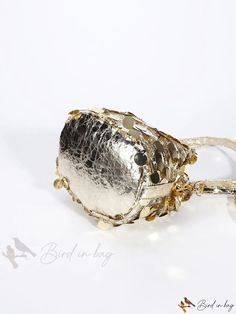 Bird in Bag - Glitter Decorated Fashion Evening Clutch Bag with Adjustable Shoulder Strap Gold Sequin Bags For Gifts, Gold Sequined Bags As Gifts, Gold Sequined Bags For Gifts, Gold Glitter Bag For Gift, Gold Sparkling Bag As Gift, Gold Sparkling Bag For Gift, Gold Sparkling Bags For Gifts, Gold Sparkling Bags Perfect As Gifts, Festive Gold Sequined Bag