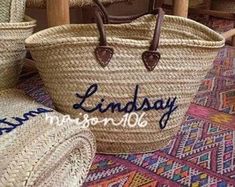 my monogrammed customized straw bag is hand crafted in Morocco from natural palm fibre, with strong handles and tassel Great gift for your bachelorette party, wedding party, bridesmaids you can personalize your basketFREE  STANDARD SHIPPING TO USA, CANADA AND EUROPE FOR ALL MY ITEMS ♡♡DISCOUNT 20% FOR 5 OR MORE ITEMS, in your cart automatically ■UPGRADE TO DHL EXPRESS SHIPPING FOR USA (delivery 5-6 days), IN YOUR CARTMORE PERSONALIZED BAGS IN MY SHOPhttps://www.etsy.com/your/shops/StrawBasketsMo Personalized Beach Bags, Custom Beach Bags, Personalized Bags, Bride Party, Wedding Honeymoon, Bridesmaid Bags, Monogram Tote Bags, Pool Bags, Bridesmaid Party