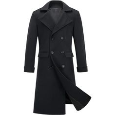 76% Polyester,16% Rayon ,6% Spandex,2% Viscose Button Closure Dry Clean Or Hand Wash Recommended; Premium Polyester Blend: Our Classic Men's Pea Coat, Versatile As An Overcoat, Is Expertly Crafted From A Durable 76% Polyester Blend. Lightweight, Warm, And Comfortable For All-Day Wear. Classic Long Design: The Long Overcoat Style Features A Turn-Down Lapel Collar, Exuding Both Casual And Sophisticated Charm. Black Slim Fit Winter Outerwear, Black Slim Fit Outerwear For Winter, Fitted Solid Color Pea Coat For Business, Fitted Solid Pea Coat For Business, Solid Color Fitted Pea Coat For Business, Black Pea Coat With Double Button Closure, Black Lapel Collar Pea Coat For Office, Black Pea Coat With Lapel Collar For Office, Tailored Black Pea Coat For Work