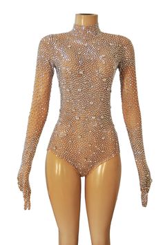 a mannequin wearing a bodysuit with lots of sequins