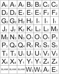 the alphabet is shown in black and white, with letters that appear to be capitalized