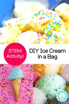 Summer and ice cream go hand in hand. But how about making ice cream in your hands? That's what the ice cream in a bag science experiment is all about! #scienceexperiments #stemactivities #kidsactivities #summerfun Ice Cream Science, Summer Stem Activities, Summer Science Activities, Summer Science Experiments, Ice Cream In A Bag, Science Fair Projects Boards, Elementary Stem, Making Ice Cream, Elementary Stem Activities