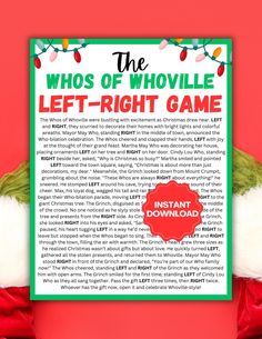 the whos of whichle left - right game is displayed in front of a red background