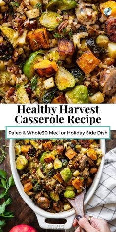 healthy harvest casserole recipe with vegetables and stuffing