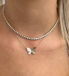 Vinatge La Rose 14k Half Flutter Butterfly Necklace 14k Gold Diamond Ct .17 Adjustable from 16-18" 14k Gold Butterfly Necklace, Butterfly Necklace Gold, La Rose, Gold Butterfly, Butterfly Necklace, Butterfly Design, Pave Diamonds, Gold Diamond, Gold