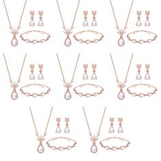 PRICES MAY VARY. ❖ HIGH QUALITY MATERIAL❖ This Women's Wedding Jewelry Set Is Contain One Necklace & One Bracelet & One Pairs Earrings.It's Made Of 18k Gold or Rose Gold or Silver Plated Eco-Friendly Alloy With Sparkly Crystal & 3A Rhinestone,High Polished,Lead-Free & Cadmium-Free & Nickel-Free, Suitable For Almost All Of Sensitive Skin.With A Fabulous Design And Solid Construction,Never Goes Out Of Style； ❖ JEWELLERY SET SIZE❖ Necklace Length:Adjustable In 45-50 Cm(18+2 Inch),Pendant Size:1*3.7 Bridesmaid Jewelry Set, Gift For Wedding, Bridesmaid Jewelry Sets, Jewellery Set, Engagement Anniversary, Wedding Bridesmaid Dresses, Wedding Jewelry Sets, Bridesmaid Jewelry, Set For Women