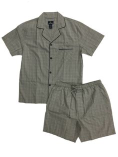 Mens 2pc Gray Check Pajamas Cotton Blend Shorts & Shirt Sleep Set This lightweight cotton blend gray check sleep set includes a button front shirt & elastic & drawstring waist sleep shorts. . Men's sizes 2 piece set 55% cotton, 45% polyester Payment We accept PayPal as our payment method. Immediate payment is required. If you have any questions about payment, please feel free to contact our customer support team. Return Policy We have a no hassle return policy If you are unhappy with your purcha Casual Bedtime Sets With Pockets, Cotton Bedtime Sets With Pockets, Cotton Relaxed Fit Short Set For Bedtime, Casual Sets With Pockets For Home, Casual Relaxed Fit Short Set For Bedtime, Casual Home Sets With Pockets, Casual Short Sleeve Short Set For Home, Check Pajamas, Mens Pjs