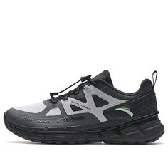 ANTA Hiking Shoes 'Black Grey Green' 112338860-3 Black Breathable Slip-on Walking Shoes, Black Lace-up Walking Shoes With Shock Absorption, Black Breathable Lace-up Trail Running Shoes, Black Slip-on Walking Shoes, Gray Sneakers With Shock Absorption And Round Toe, Casual Black Walking Shoes Fade-resistant, Casual Black Fade-resistant Walking Shoes, Sporty Black Slip-on Walking Shoes, Casual Black Leather Walking Shoes