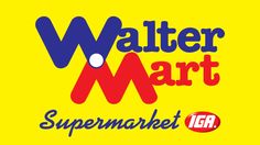 the logo for walter mart super market, which is located in front of a yellow background