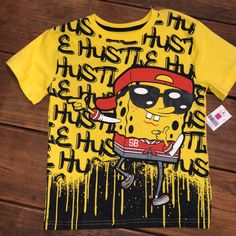 New With Tags Size 8 Sponge Bob Square Pants Tshirt Playful Short Sleeve Tops With Graffiti Print, Casual Cartoon Print T-shirt For Playwear, Casual Character Print T-shirt For Play, Sponge Bob Square Pants, Spongebob Square Pants, Paw Patrol Shirt, Ninja Turtle Shirt, Nickelodeon Girls, Spongebob Square