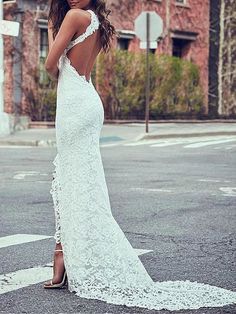 Fitted Backless Gown With Lace Bodice, Fitted Sleeveless Gown With Lace Back, Backless Gown With Lace Bodice, Sleeveless Lace Bridesmaid Wedding Dress, Sleeveless Lace Bridesmaid Gown, White Sleeveless Gown With Lace Back, Fitted Lace Dress With Low Back, Backless Wedding Dress With Sweep Train, White Sleeveless Dress For Destination Wedding