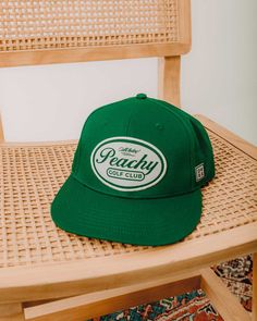 Peachy Golf Club Hat Golf Inspiration, Golf Brands, Vintage Golf, Shirt Design Inspiration, Golf Hat, Golf Apparel, Hat Ideas, Golf Hats, Green Hats