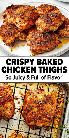 Best baked chicken thighs recipe Best Baked Chicken Thighs, Best Chicken Seasoning, Best Chicken Thigh Recipe, Best Baked Chicken, Chicken Thighs Dinner, Crispy Baked Chicken Thighs, Oven Baked Chicken Thighs, Juicy Baked Chicken, Crispy Chicken Thighs