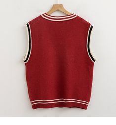 Style: Vintage, Retro, Aesthetic Sleeve Style: Regular Sleeve Length(cm): Sleeveless Season: Spring/Autumn/Winter Pattern Type: Cartoon Material: Cotton, Cashmere, Wool Collar: V-Neck One size: Shoulder - 46cm/ Bust - 100cm/ Length - 60cm Winter Cotton Sleeveless Vest, Red V-neck Sweater Vest For Winter, Cotton Sleeveless Sweater Vest For Fall, Red V-neck Sweater Vest For Spring, Cotton Tank Top For Fall, Fall Sleeveless Cotton Vest, Red Casual Sweater Vest For Spring, Casual Red Sweater Vest For Spring, Trendy Sleeveless Winter Sweater Vest