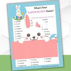 an easter bunny printable activity sheet with the words what's your easter bunny name?