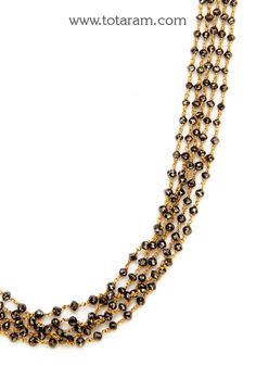 22 Karat Gold '5-Lines' Necklace For Women with Black Diamonds
  Black Diamonds  : 20.350 ct   - 235-GN3016 - in 15.350 Grams for USD $1689.75. 
Made in India by Totaram Jewelers Online this product is in Gold - 22 Karat BIS Hallmark 916 KDM Gold  & is an excellent gift for Adult - Women. Ships fully insured with secured guaranteed delivery for free with your order over $250 from New Jersey USA & comes with 30 days exchange policy. Gold Faceted Multi-strand Jewelry, Gold Jewelry With Round Black Diamonds, Fine Jewelry In Gold With Black Diamonds, Fine Jewelry With Black Diamonds In Gold, Fine Jewelry Gold Jewelry With Black Diamonds, Fine Jewelry Gold With Black Diamonds, Gold Jewelry With Round Black Spinel, Gold Jewelry With Black Spinel, Gold Necklaces With Black Diamonds