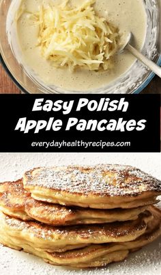 easy polish apple pancakes with powdered sugar on top