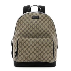 This is an authentic GUCCI GG Supreme Monogram Medium Backpack in Black. This stylish backpack is crafted of Gucci GG monogram coated canvas. The bag features an external pocket, adjustable nylon shoulder straps, a black leather top handle, and black leather trim with silver hardware. The top zipper opens to a spacious suede interior with patch pockets. Bucket Backpack, Monogram Backpack, Day Backpacks, Stylish Backpack, Black Leather Top, Gg Monogram, Gucci Monogram, Medium Backpack, Stylish Backpacks