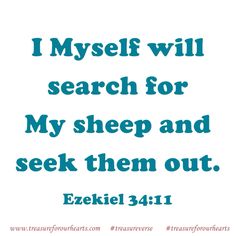 an image with the words i myself will search for my sheep and seek them out