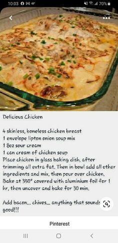 the recipe for this casserole is shown in an instagramt screen shot