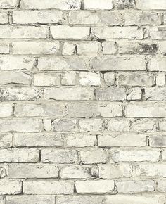 Tailor Faux Brick Prepasted Wallpaper in Antique Plaster Wallpaper Kitchen Wall, Brick Painting, White Brick Wallpaper, Pineapple Wallpaper, Drops Patterns, Faux Brick, Brick Wallpaper, White Brick, Well Decor