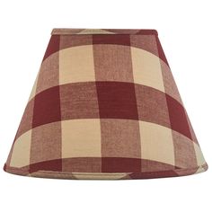 a red and white checkered lamp shade