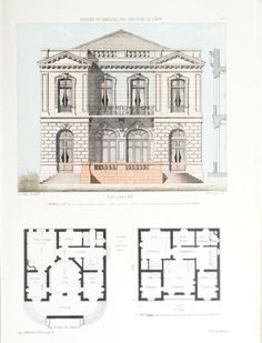 an old house with two floors and three stories on the first floor, in blueprints