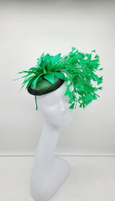 Green Wedding Fascinator. Beautiful headpiece for bridesmaids and a great accessory for a cocktail party or church outfit.  Comes with a pin or headband for an elegant but secure look. - Headband and hairclip  - Ready to ship  - Lightweight - Free Shipping - Fast shipping - Customize by adding different color flowers and or feathers Check my store for styles and colors.  Hatsandpearls.etsy.com Find more at my website: Www.hatsandpearls.com  Reach out to me if you can't find what you are looking for.  I can make cake custom orders and help you style and match your outfit  Tag and share your pictures when you wear and style our hats.  Instagram: @hats_pearls Facebook: Hats Pearls Thank you for visiting and happy shopping! Summer Party Headpiece With Round Crown, Adjustable Round Crown Fascinator For Parties, Spring Party Costume Hat With Round Crown, Summer Party Mini Hat With Round Crown, Spring Party Mini Hat With Round Crown, Round Crown Mini Hat For Kentucky Derby Party, Party Fascinator With Round Crown, Green Headband Fascinator For Party, Green Feathered Mini Hat For Wedding