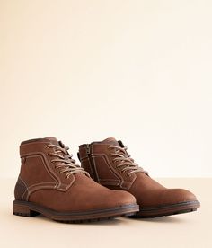 "BKE Beau Boot - Brown US 11, Men's Cognacdkbrown Pieced faux leather lace-up boot Side zip detail Cushioned footbed 5" shaft. PU upper. Balance man made materials. Apparel & Accessories > Shoes" Leather Lace Up Boots, Brown Boots, Lace Up Boots, Leather And Lace, Boots Men, Apparel Accessories, Buckle, Faux Leather, Lace Up