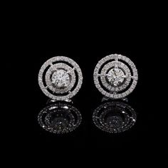 18k White Gold Round  Shape 65 Pointer Solitaire Diamond Studded Earring with Holo. Gross Weight:3.792 grams approx  Net Weight: 3.502 grams approx (includes gold weight only) Solitaire Diamond Weight: 0.65carat Number of Pieces: 2 pcs Diamond Weight: 0.80 carat Diamond : Centre stone : J-K VVS VS , Side Diamonds : I-J VS SI This Earring can be  IGI Certified. Earring can be customised by increasing the size of Earring, Diamonds, grams of gold. Can be made in 18k gold, gold color can be changed Solitaire Earrings, Earring Gift, Solitaire Diamond, Wedding Jewelry Earrings, White Gold Earrings, Fancy Jewelry, Gold Earring, Diamond Design, Antique Jewellery