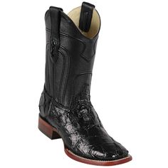 Add a unique and luxurious touch to your wardrobe with these black Pirarucu boots. Add these cowboy boots to your collection. Western Moc Toe Boots With Leather Sole, Western Leather Moc Toe Boots, Western Leather Boots With Moc Toe, Western Boots With Concho And Round Toe, Concho Western Boots With Round Toe, Western Leather Boots With Concho, Leather Boots With Concho For Ranch, Leather Concho Boots For Ranch, Western Leather Work Boots For Ranch