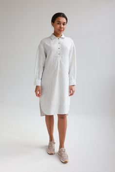 "Long linen shirt-dress is practical and chic. This long shirt dress has the main attributes of a classic man shirt - collar, buttoned cuffs and wide side slits. Bowling style cozy dress. Calf-length linen dress and long sleeves with buttoned cuffs. The dress can be styled on its own. Perfect for many occasions. For a special carefree look roll up the sleeves up to the elbow. Team it with simple flats for a laid-back edit. Double washed for extra softness and shrinkage prevention. ABOUT US: LINE Long Linen Shirt, Midi Linen Dress, Linen Slip Dress, Linen Tunic Dress, Cozy Dress, Man Shirt, Summer Linen Dresses, Linen Shirt Dress, Linen Midi Dress