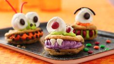 Watch out for these creepy and silly monsters; they love to chomp with their big teeth! Sale Ideas, Baked Chips, Gel Food Coloring, Halloween Snacks, Halloween Cookies, Halloween Recipes, Vegan Baking, Holiday Treats