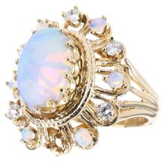 Diamond Cocktail Ring, Crystal Opal, Diamond Cocktail Rings, Deco Vintage, Crown Jewels, Opal Crystal, Vintage Ring, Natural Opal, Cocktail Ring