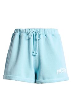 These extrasoft French-terry shorts are made of a cotton blend and topped with a stretchy elastic waist. 2" inseam; 29" leg opening; 12 1/2" front rise; 17" back rise (size Medium) Elastic/drawstring waist 60% cotton, 40% polyester Machine wash, tumble dry High-waisted Cotton Athletic Shorts With Drawstring, Blue Cotton Athletic Shorts With Elastic Waistband, Blue Cotton Athletic Shorts For Loungewear, Athleisure Blue Cotton Pajama Shorts, Blue Cotton Shorts With Comfort Waistband, French Terry Shorts, Terry Shorts, Blue Fits, Fabric Gift Bags