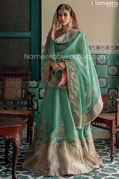 Sea Green Lehenga Organza Anarkali Dress, Zara Shahjahan, Lehenga Dupatta, Lehenga Red, Pakistani Designer Suits, Green Lehenga, Pakistani Celebrities, Desi Clothes, Pakistani Dress