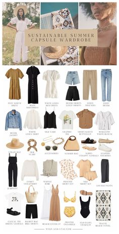 Effortless Capsule Wardrobe, Hot Climate Capsule Wardrobe, La Capsule Wardrobe, Neutral Capsule Wardrobe Spring, Neutral Travel Capsule Wardrobe, Night Out In Spain Outfit, Denim Skirt Capsule Wardrobe, Size 32 Women Outfits, Southern Capsule Wardrobe