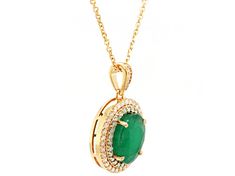 4.30 Ctw Emerald and 0.49 Ctw White Diamond Pendant in 14K YG W/Chain Metal- 3.63 Grams Exquisite Green Jewelry With Pave Setting, Luxury Gold Diamond Gemstones, Fine Jewelry Yellow Gold Gemstones With Diamond Accents, Gold Diamond Pendant Gemstone, Gold-tone Diamond Pendant, Elegant Yellow Gold Brilliant Cut Gemstones, Elegant Yellow Gold Gemstones With Brilliant Cut, Luxury Gold Round Cut Gemstones, Exquisite Yellow Gold Diamond Gemstones