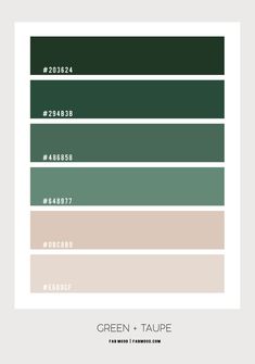 the green and taupe color palette is shown