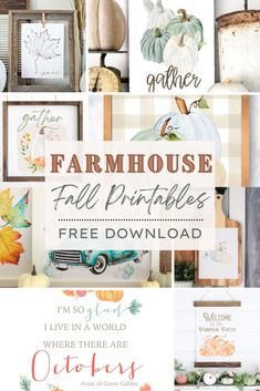 the farmhouse fall printables are here to help you create your own designs for free