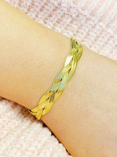 Add a Braid or Two Herringbone Braided Bracelet-Women's Accessories-Shop Z & Joxa Gold Braided Bracelet As Gift, Gold Braided Bracelets Gift, Gold Braided Bracelet Gift, Gold Braided Bracelet Perfect As A Gift, Braided Metal Bracelets As Gift, Gold Metal Braided Bracelets, Metal Braided Bracelet As Gift, Metal Braided Bracelets As Gift, Metal Braided Bangle Bracelets