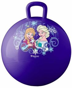 a purple ball with two frozen princesses on it