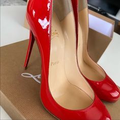 Worn Once, Perfect Condition Besides The Bottoms. They Keep Slipping Off Me As These Run A Little Wider Than His Normal Narrow Width. Box & 1 Dust Bag Included. Red Heels, Louboutin Shoes, Christian Louboutin Shoes, Christian Louboutin, Dust Bag, Women Shoes, Running, Heels, Red