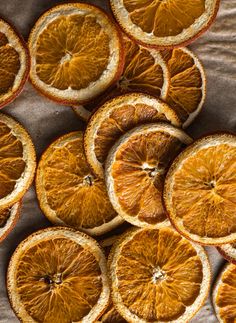 orange slices are arranged on top of each other