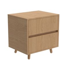 a wooden cabinet with two drawers on one side and an open drawer on the other